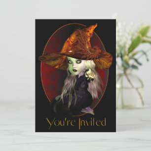 Petite sorcière Invitation de la fête d'Halloween