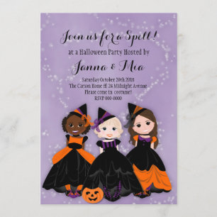 Petite sorcière Invitation de la fête d'Halloween
