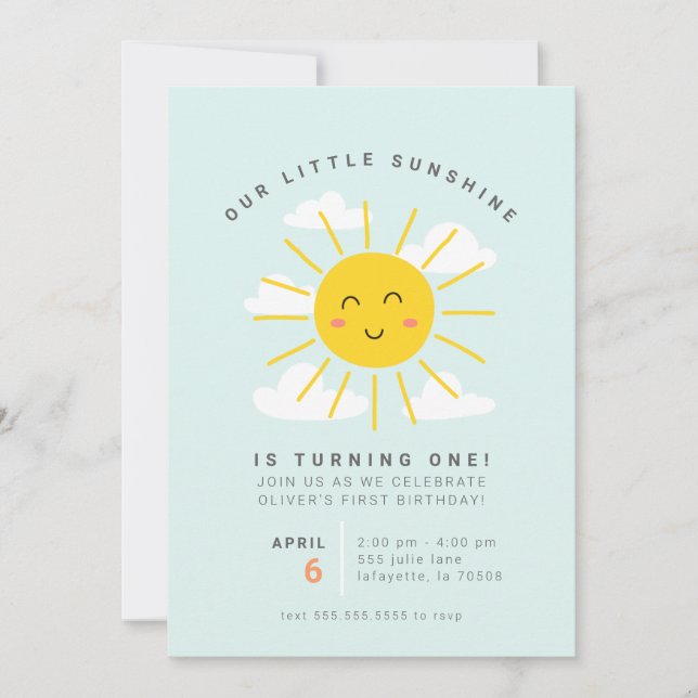 Petite Sunshine Invitations de fête d'anniversaire (Devant)