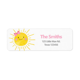 Petite Sunshine Rose Girl Bow Adresse de retour La