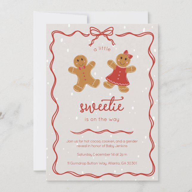 Petite Sweetie Noël Genre Révéler Invitation (Devant)