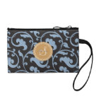 Élégant modèle floral bleu girly monogramme
