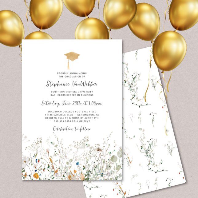 Petite Wildflower Graduation Celebration Invitation (Creator Uploaded)