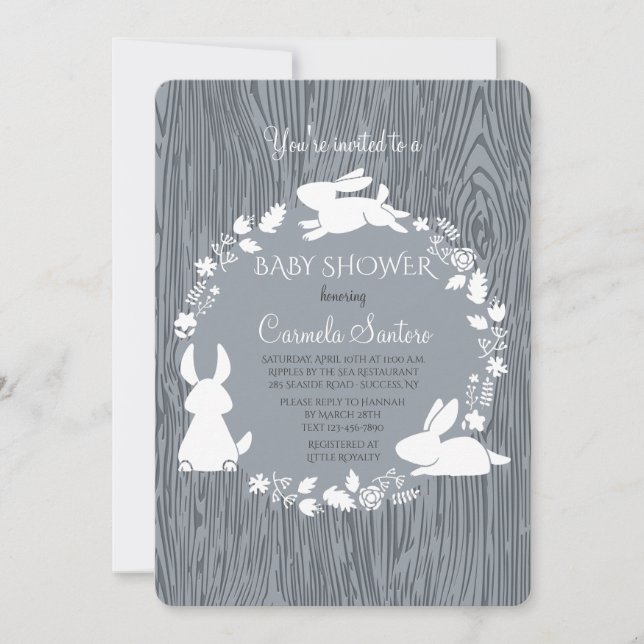 Petites Bunnies Grey Invitation (Devant)