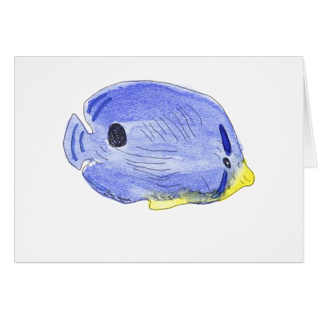 Petites cartes bleues de poissons (Devant horizontal)