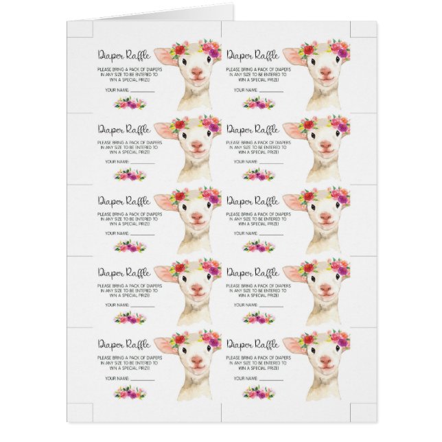Petites cartes d'une tombola de couche-culotte de (Devant)