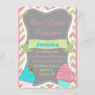Petites filles Cupcake Invitation Invitation d'ann