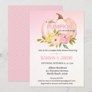 Petites filles roses Citrouilles Invitation Baby s
