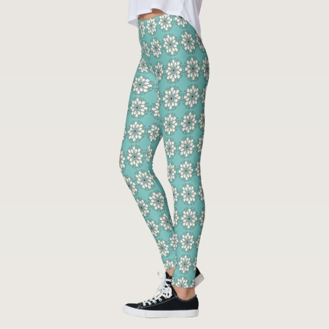 "Petites fleurs bleues et blanches" Leggings de yo (Gauche)