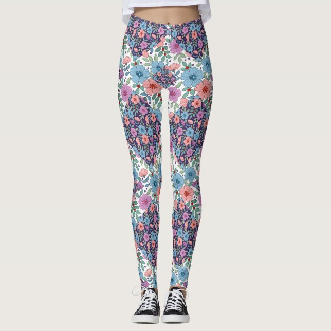 Petites fleurs bleues leggings (Front)