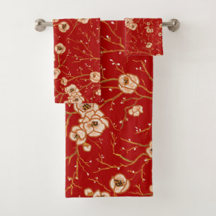 Petites fleurs sur motif rouge