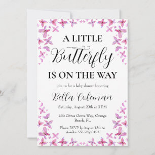 petites invitations à la douche pour bébé papillon