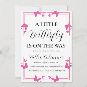 petites invitations à la douche pour bébé papillon