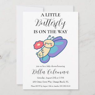 petites invitations à la douche pour bébé papillon