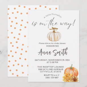 petites invitations citrouilles à la douche bébé