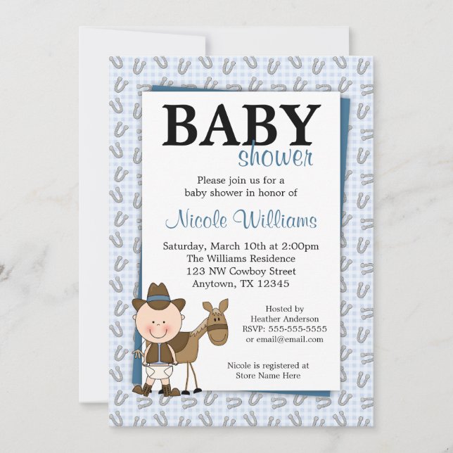Petites invitations de baby shower de fers à (Devant)