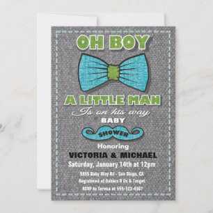 Petites invitations de baby shower d'homme de