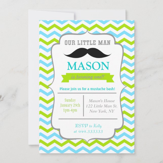 Petites invitations de fête d'anniversaire d'homme (Devant)