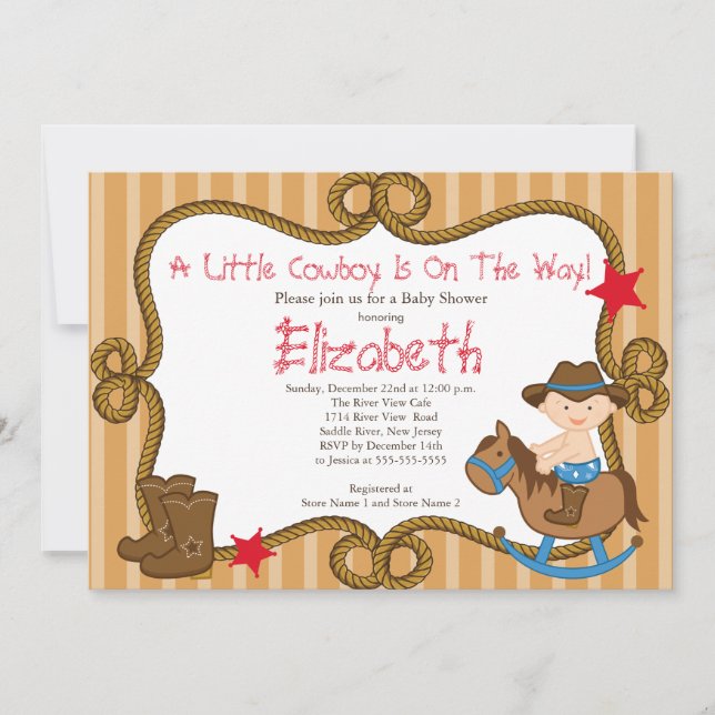 Petites invitations occidentales mignonnes de baby (Devant)