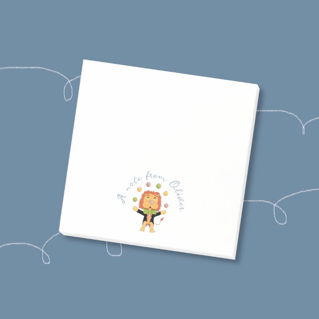 Petites notes Post-It représentant un lion jongleu (Circus juggling lion kid personalized sticky notes .)