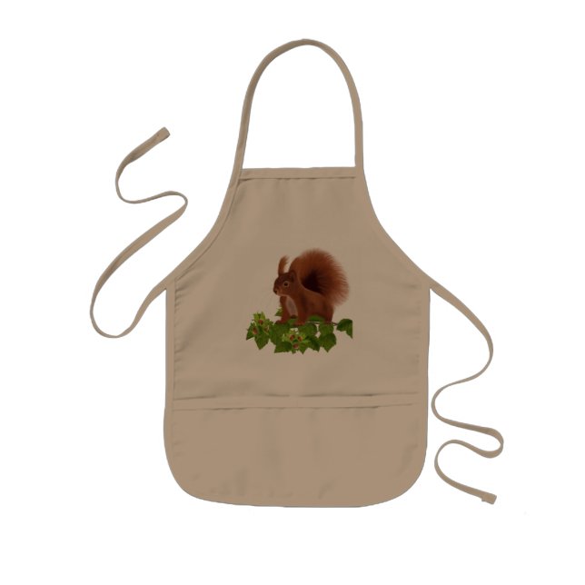 PetitRose "Squirrel on Hazelnut twig" Kids Apron (Front)