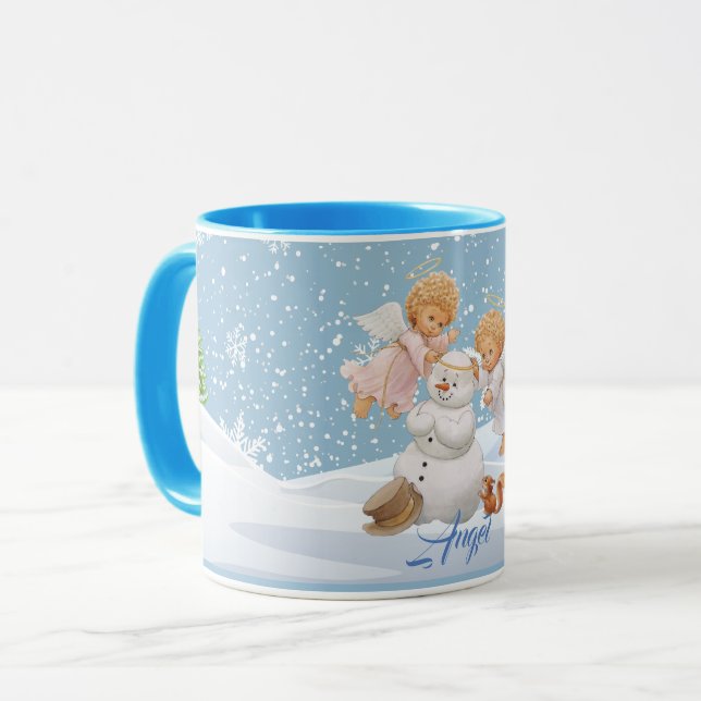 Petits anges mignons et tasse de bonhomme de neige (Devant gauche)