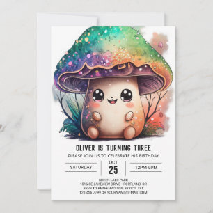 Petits Champignons Anniversaire Invitation