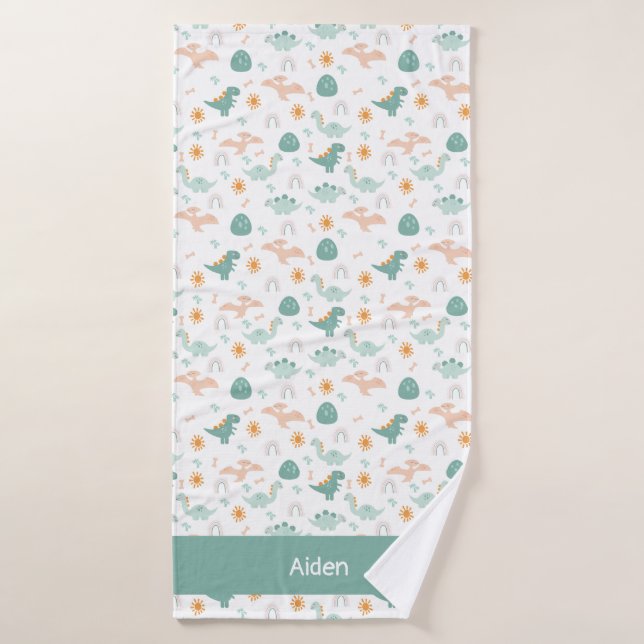 Petits Dino enfants personnalisés (Serviette de bain)