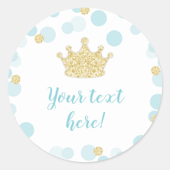 Petits étiquettes de prince un baby shower en or (Devant)