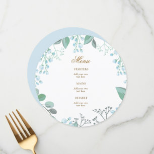 petits fleurs menu bleu pastel