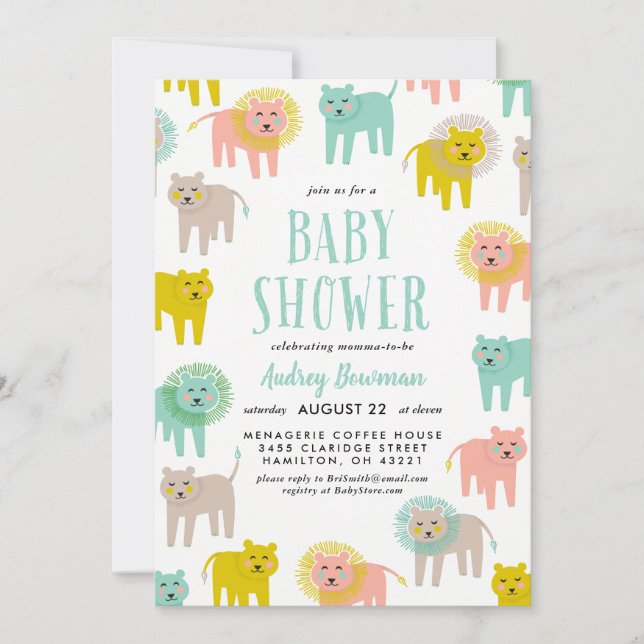 Petits Lions Genre Neutre Baby shower Invitation (Devant)