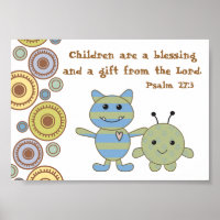 Petits monstres Bible chrétienne Verset Poster
