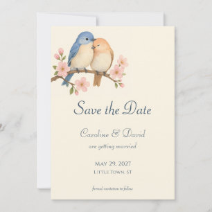 Petits Oiseaux Amoureux Faire-Part de Mariage à En