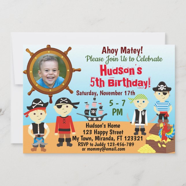 Petits Pirates Boys anniversaire Invitation (Devant)