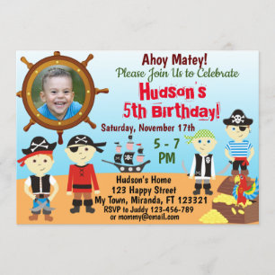 Petits Pirates Boys anniversaire Invitation