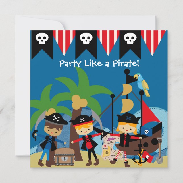 Petits pirates Enfants Pirates Invitation d'annive (Devant)