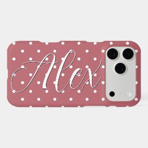 Petits points polka rose blush blanc