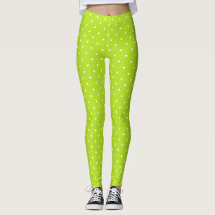 Petits pois blancs sur des leggings vert citron