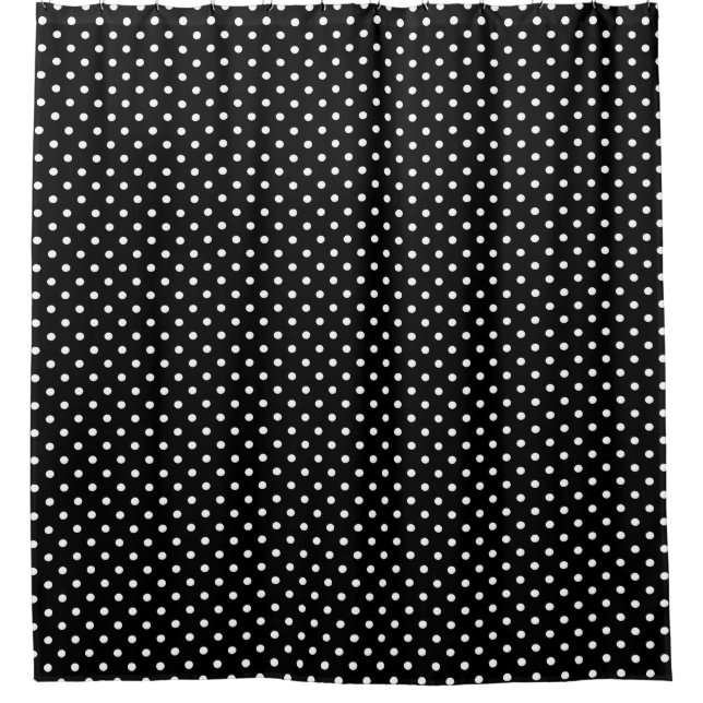 Petits Pois blancs sur rideau de douche noir (Devant)