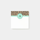 Petits Post-It Monogrammes Turquoise à Imprimé Léo