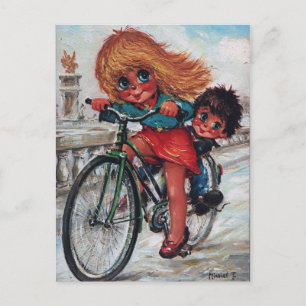 Petits Poulbots à vélo Postcard