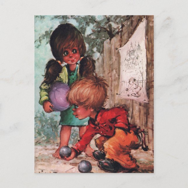 Petits Poulbots pétanque Postcard (Front)