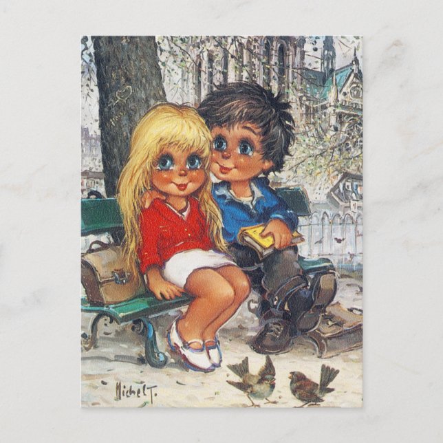 Petits Poulbots sur un banc Postcard (Front)