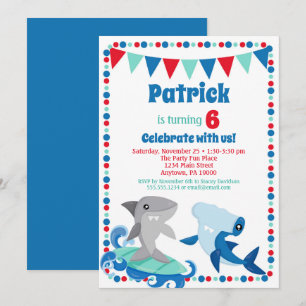 Petits requins Invitation Drôle Anniversaire Fête