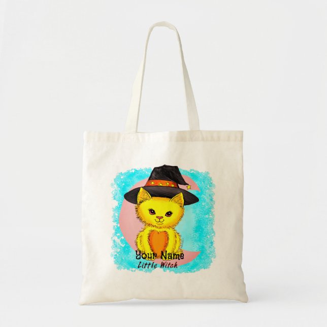 Petits sacs fourre-tout de sorcière de chat jaune (Devant)