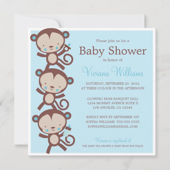 PETITS SINGES DE GARÇON| INVITATION BABY SHOWER (Devant)