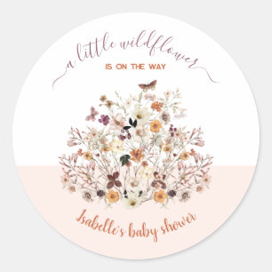 Petits Stickers Baby shower Fleur sauvage Rose fil