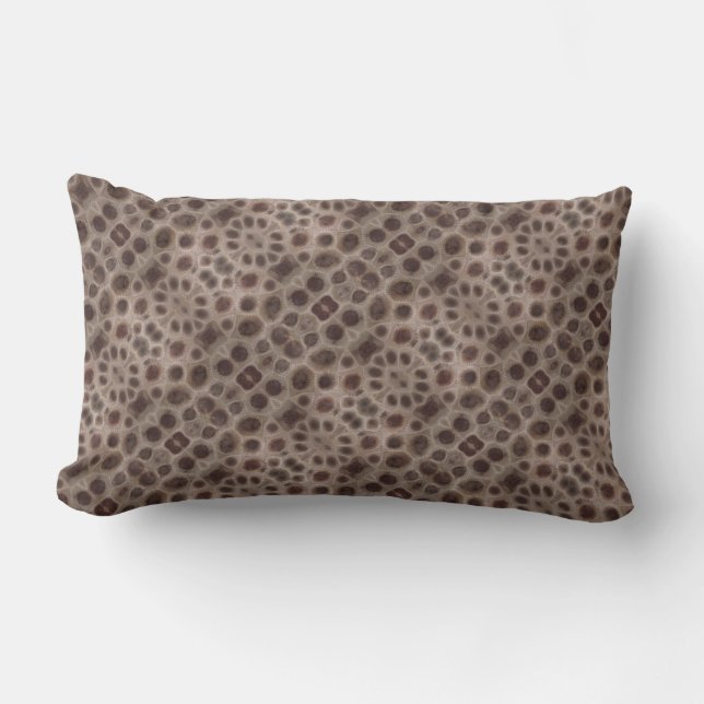 Petoskey Stone, Great Lake State, fossil pattern  Lumbar Pillow (Front)