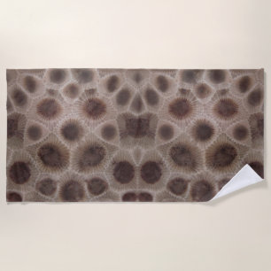 Petoskey Stone michigan state sone fossil Beach Towel