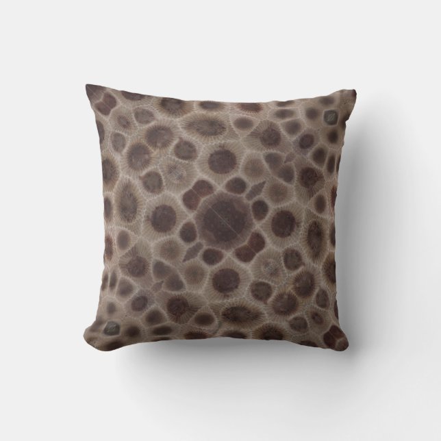 Petoskey Stone Michigan state stone Throw Pillow (Front)